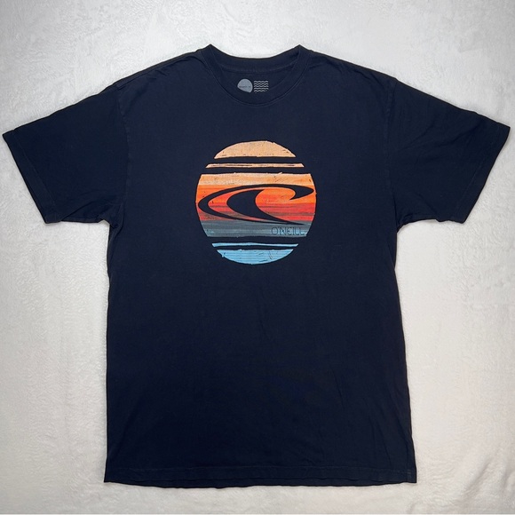 O’Neill Logo Tee Shirt Men’s L Modern Fit Short Sleeve Black Logo on Front - Picture 1 of 8
